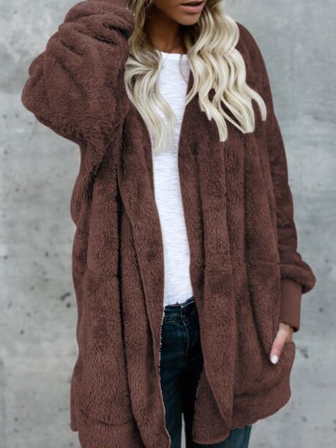 Hoodie Casual Batwing Reversible Shift Fluffy Coat | noracora