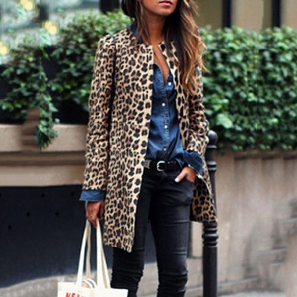 Plus Size Women Leopard Winter Warm Coat | noracora