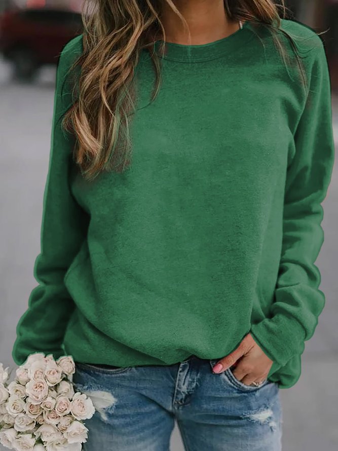 Casual Long Sleeve Cotton-Blend Top