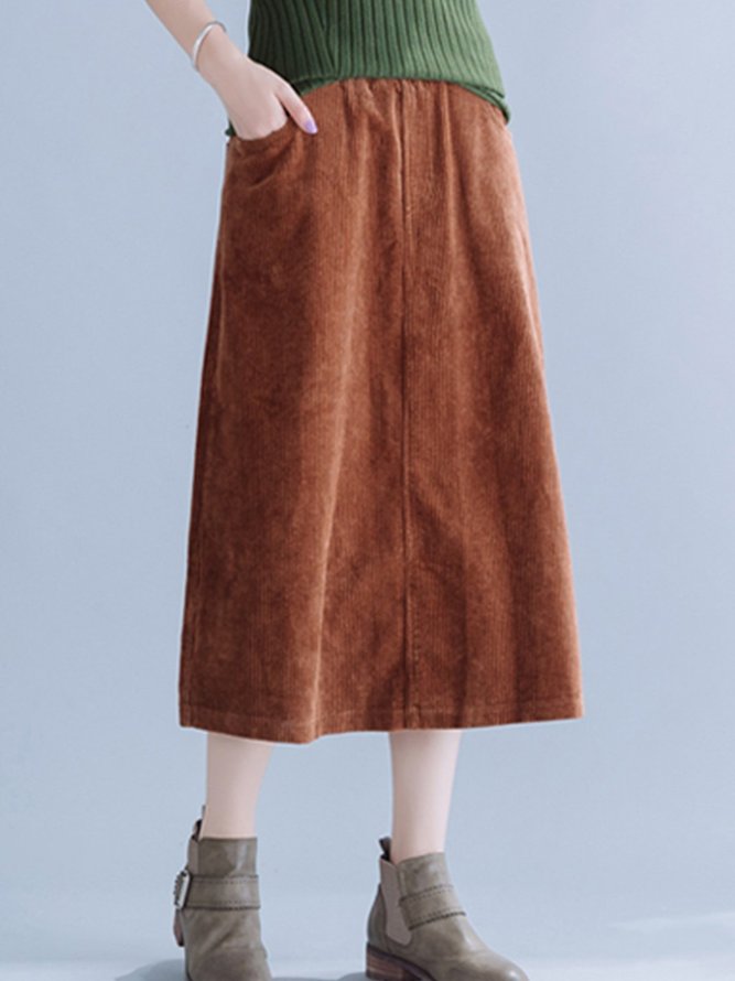 Plus size thickened literary corduroy loose skirt noracora