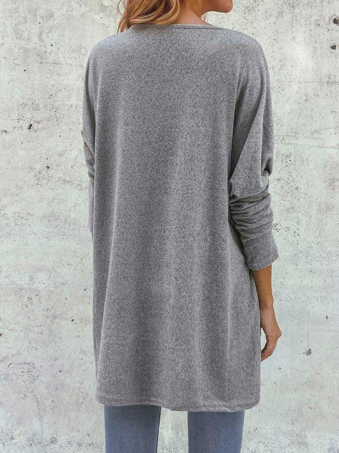 Gray Cartoon Casual Long Sleeve Shirts & Tops | noracora