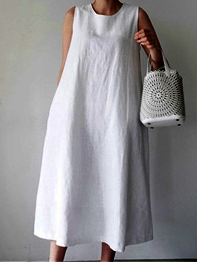 White Casual Plain Dresses | noracora