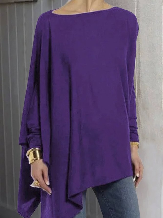 Women Vintage Round Neck Long Sleeve Cotton-Blend Tunic T-Shirt