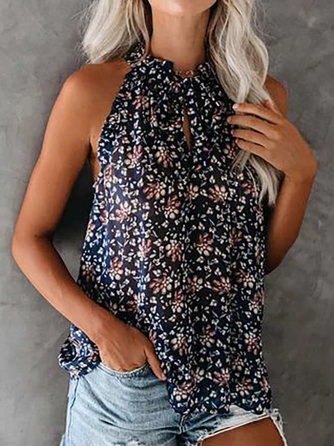 Plus size Sleeveless Floral Boho Tops noracora