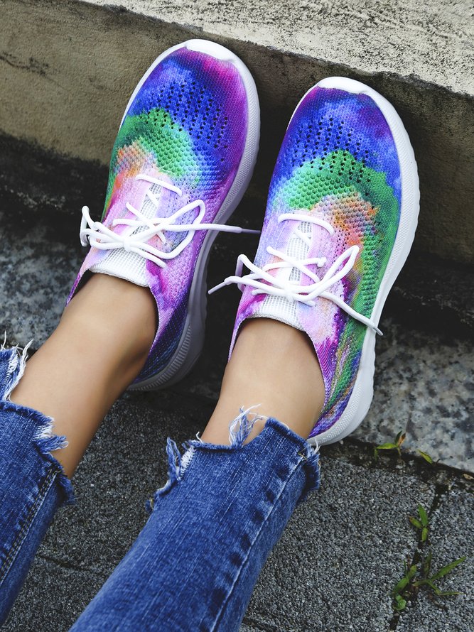 Colorful Gradient Tie-Dye Flyknit Sneakers | noracora