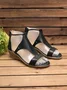 Women Casual Leather Comfy Wedge Sandals