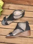 Women Casual Leather Comfy Wedge Sandals