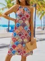 Casual Printed Hippie Sleeveless Halter Dress