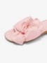 Pink Bow Decor Faux Suede Casual Slide Sandals