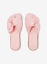 Pink Bow Decor Faux Suede Casual Slide Sandals