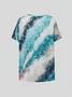 Abstract Print V Neck Casual Short Sleeve T-Shirt