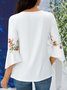Floral V Neck Regular Fit Casual Top
