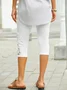 Women Casual Summer Workout Lace Mesh Side Capri Leggings