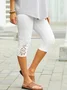 Women Casual Summer Workout Lace Mesh Side Capri Leggings