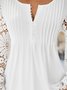 Women's Blouse Plain Casual Patchwork lace Notched Tunic Top