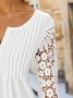 Women's Blouse Plain Casual Patchwork lace Notched Tunic Top