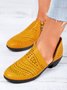 Laser Cutout Comfortable Breathable Chunky Heel Ankle Boots