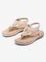Applique Beaded Decor Comfy Sole Vacation Thong Sandals