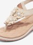 Applique Beaded Decor Comfy Sole Vacation Thong Sandals