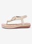 Applique Beaded Decor Comfy Sole Vacation Thong Sandals