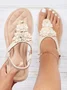 Applique Beaded Decor Comfy Sole Vacation Thong Sandals