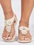 Applique Beaded Decor Comfy Sole Vacation Thong Sandals