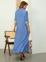 Casual Shirt Collar Loose Plain Maxi Dress