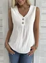 Plain V Neck Casual Loose Tank Top