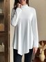 Casual Plain Turtleneck Long Sleeve Loose Daily Basic T-shirt
