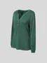 Women Casual Plain Loose Blouse Notched Long Sleeve Buttoned Regular Spring/Fall Shirt