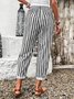 Casual Striped Long Pocket Stitching Pant