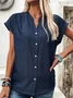 V Neck Short Sleeve Plain Regular Regular Fit Blouse For Women