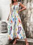 Women Geometric Spaghetti Sleeveless Comfy Vacation Scramble Maxi Dress