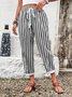 Casual Striped Long Pocket Stitching Pant