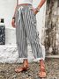 Casual Striped Long Pocket Stitching Pant