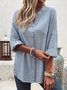 Shirt Collar Long Sleeve Striped Regular Loose Blouse For Women