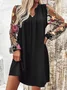 Women Floral V Neck Long Sleeve Comfy Casual Mesh Mini Dress