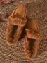 Vintage Plain All Season Wearable Daily Flat Shoes Faux Fur Slip On Deep Mouth Single Shoes for Women