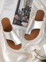 Women Casual Low Heel Open Toe Casual Sliver Sandals
