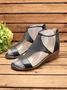 Women Casual Leather Comfy Wedge Sandals