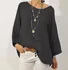 Women Solid Long Sleeve Linen Daily Casual Top