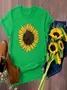 Vintage Short Sleeve Sunflower Printed Casual Top