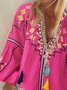 New Women Chic Vintage Hippie Boho Holiday V Neck Casual Dress