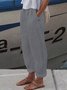 Vacation Casual Loosen Cotton Linen Solid Pants