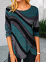 Cotton-Blend Crew Neck Casual Long Sleeve Tunic Top