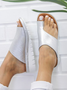 Women Casual Low Heel Open Toe Casual Sliver Sandals
