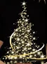 Women Christmas Tree Hippie Leaf Autumn Crew Neck Micro-Elasticity Daily Jersey Loose Regular T-shirt