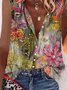 Casual Floral Sleeveless Stand Collar Printed Blouse