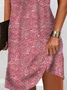 Casual V neck Floral Short Sleeve Knit Dress