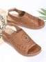 Ethnic Pattern Punched Hollow Velcro Vintage Sandals